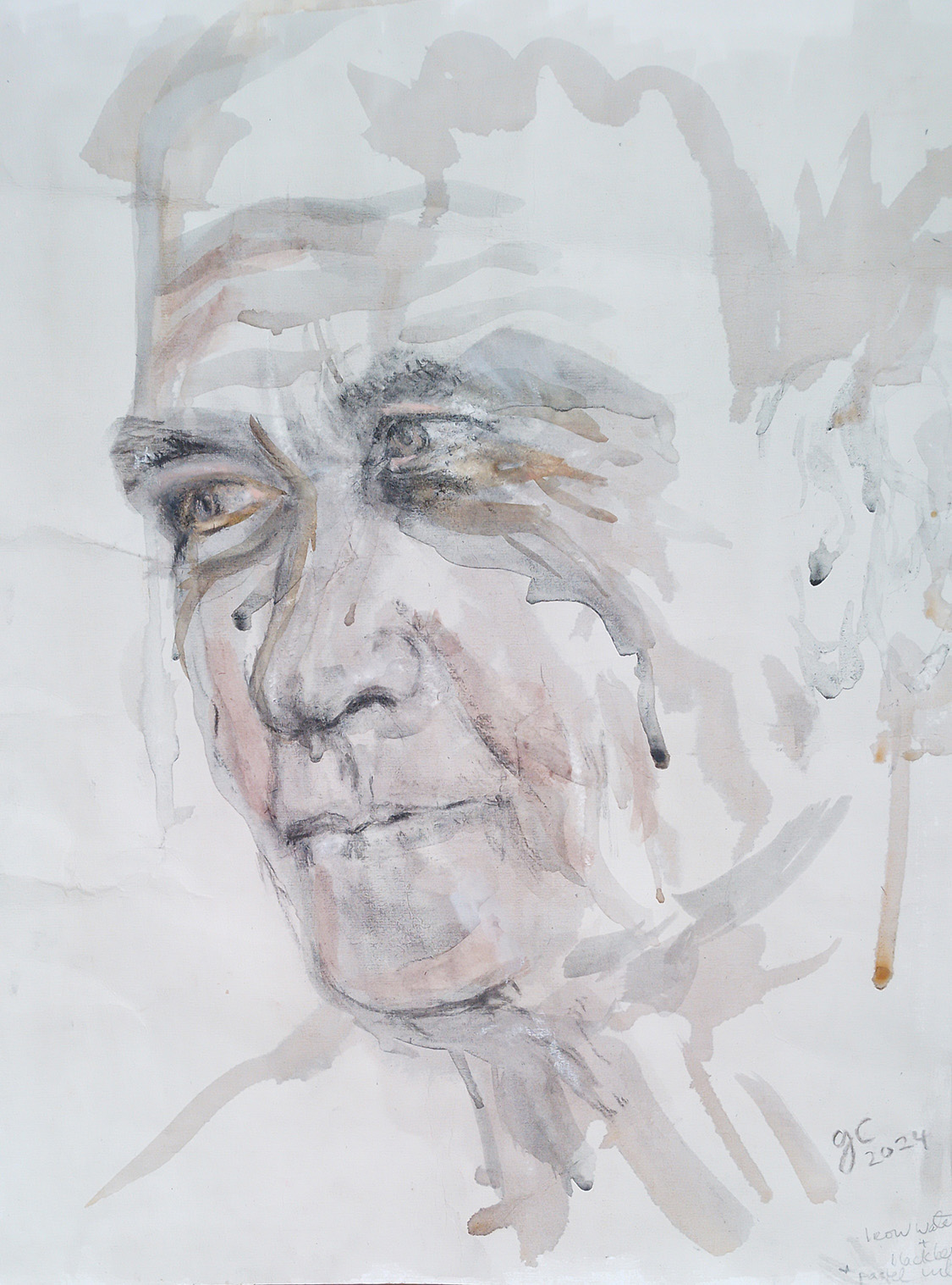 Commissioned portrait drawn with homemade charcoal and garden-sourced colour