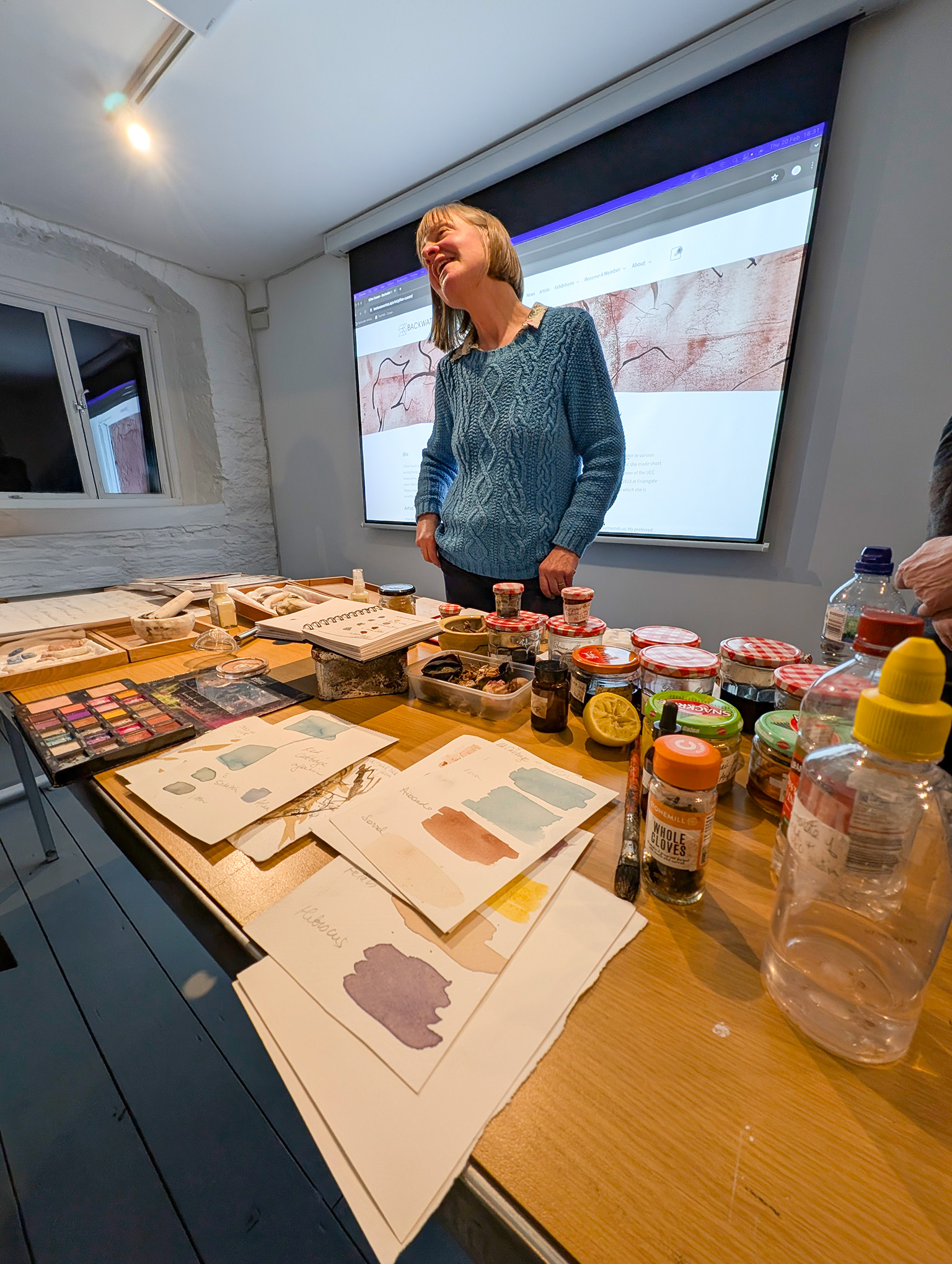 Demonstration on making natural colour swatches at Backwater Artists Network